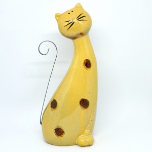 Kočka keramika-hnědý puntík 25cm